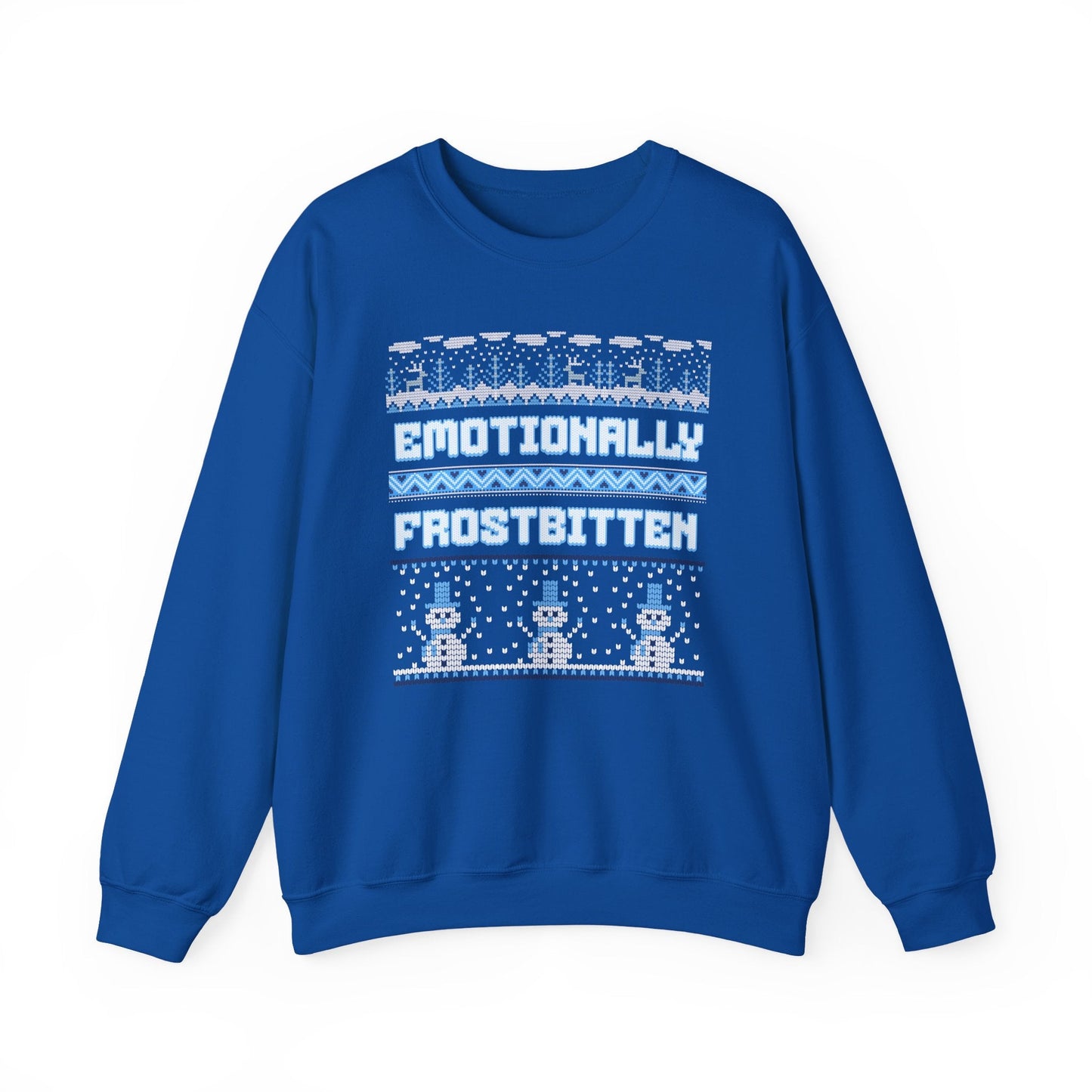Emotionally Frostbitten Ugly Christmas Crewneck Printify