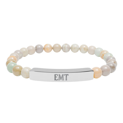 EMT Natural Stone Engraved Bar Bracelet