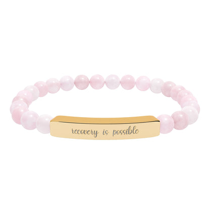 Recovery is Possible Natural Stone Engraved Bar Bracelet