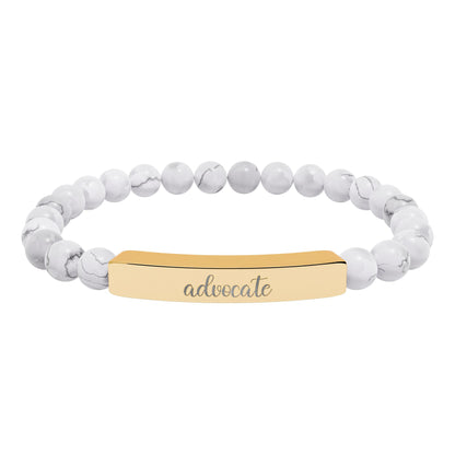 Advocate Natural Stone Engraved Bar Bracelet