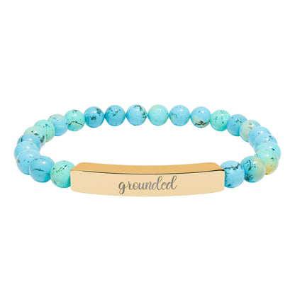 Grounded Natural Stone Engraved Bar Bracelet