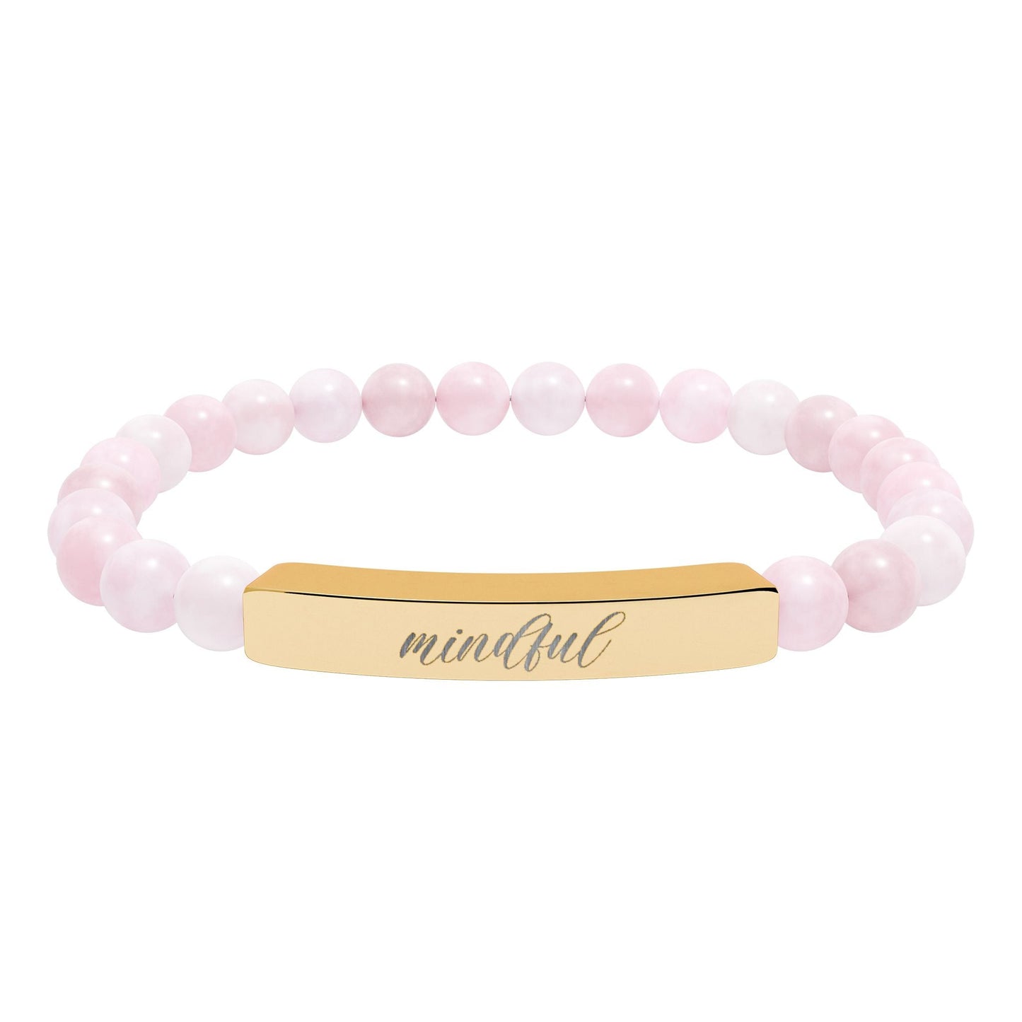 Mindful Natural Stone Engraved Bar Bracelet Printify