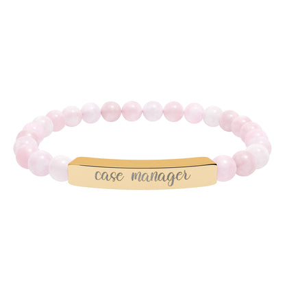 Case Manager Natural Stone Engraved Bar Bracelet