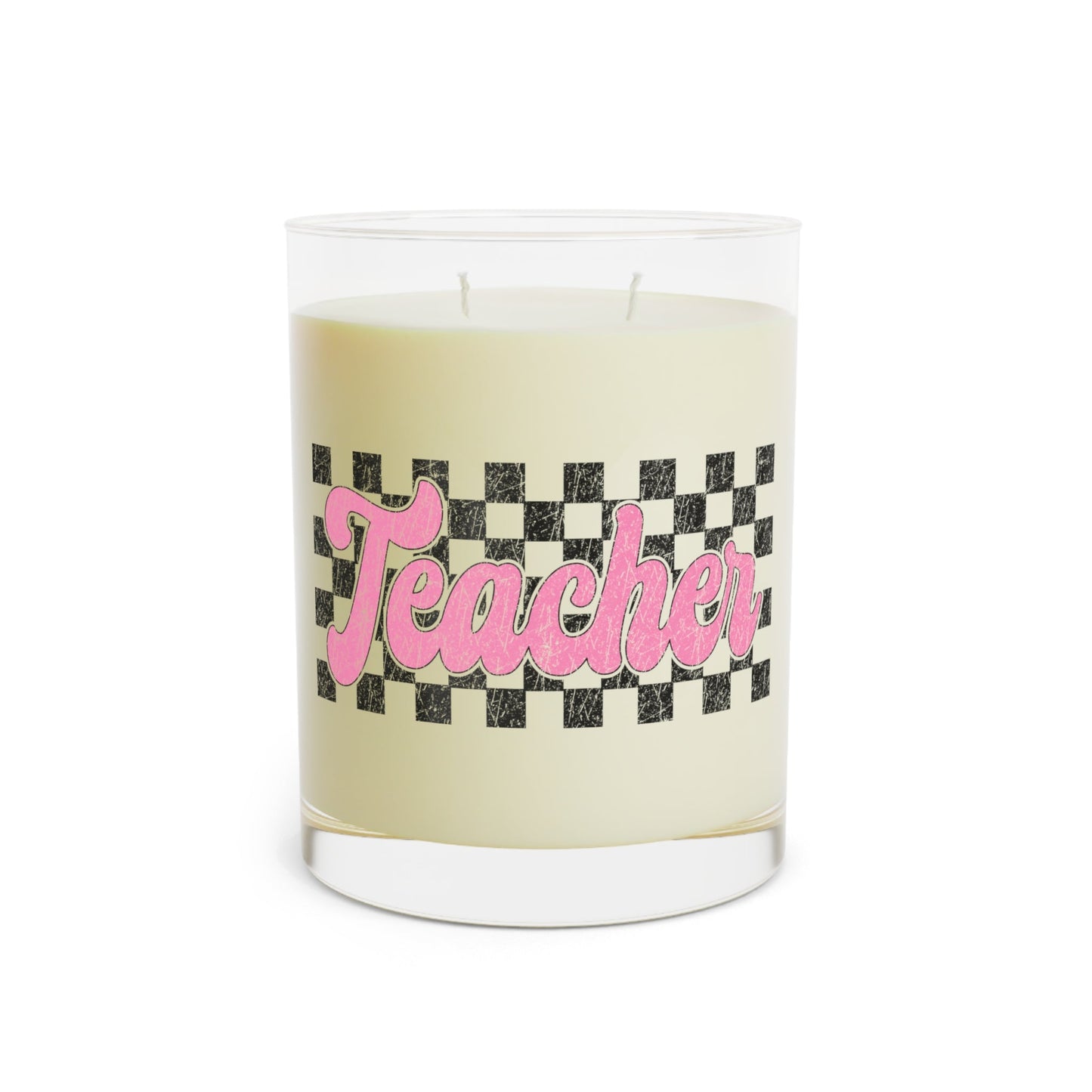 Retro Checkered Teacher Candle (11oz) Printify