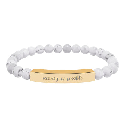 Recovery is Possible Natural Stone Engraved Bar Bracelet