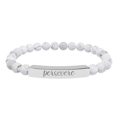 Persevere Natural Stone Engraved Bar Bracelet