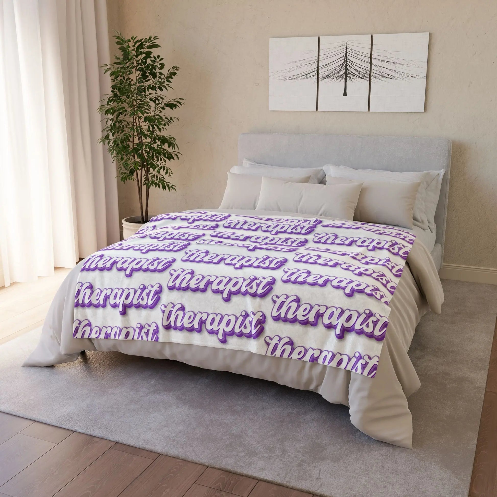 Purple Therapist Soft Polyester Blanket Printify