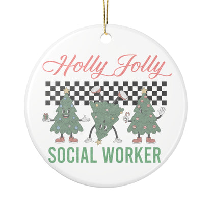 Holly Jolly Social Worker Ornament Printify