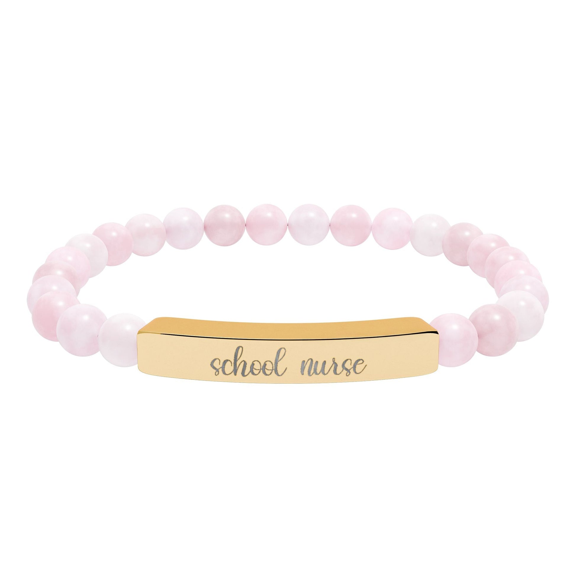 School Nurse Natural Stone Engraved Bar Bracelet Printify