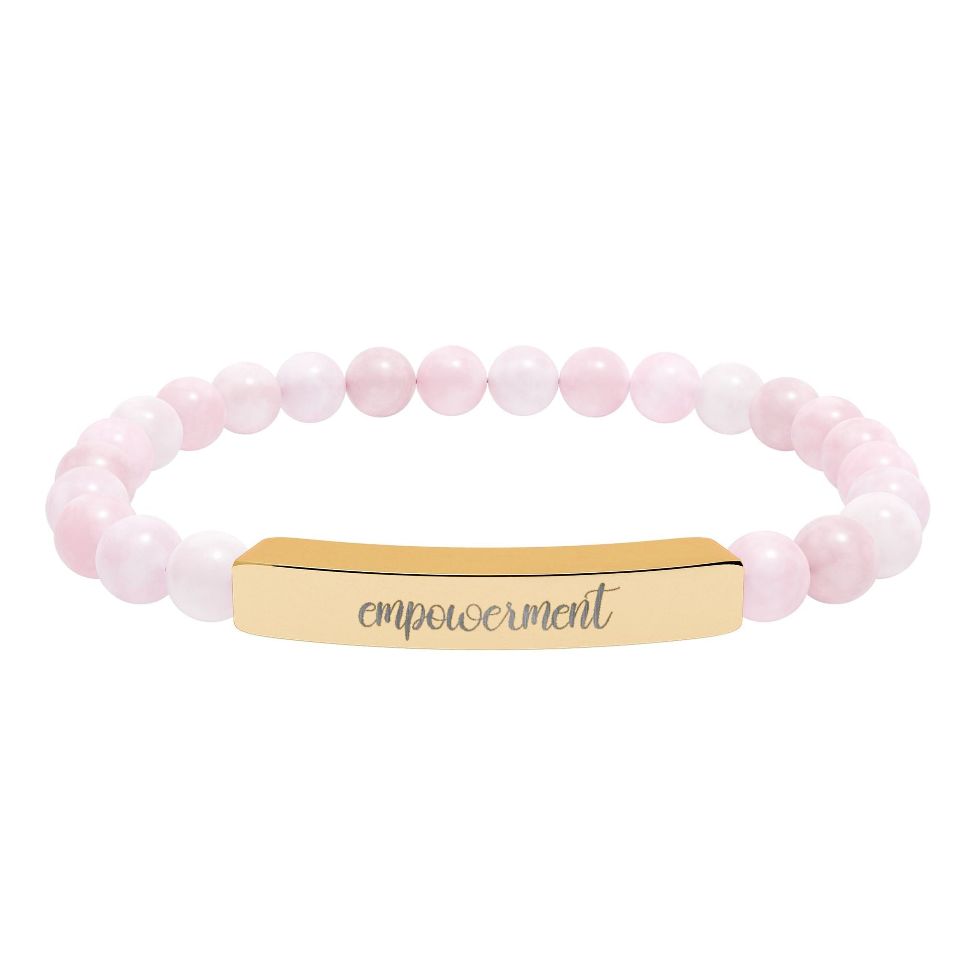 Empowerment Natural Stone Engraved Bar Bracelet Printify