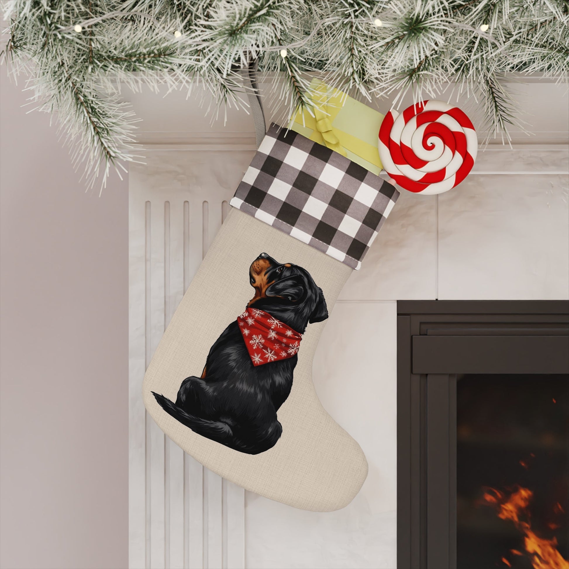 Rottweiler Christmas Stocking - Personalization Available! Printify