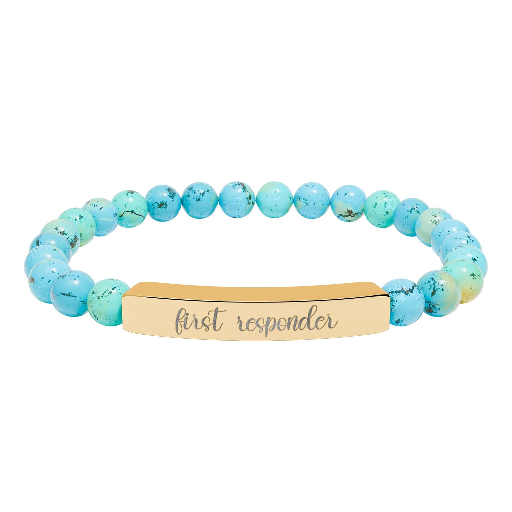 First Responder Natural Stone Engraved Bar Bracelet Printify