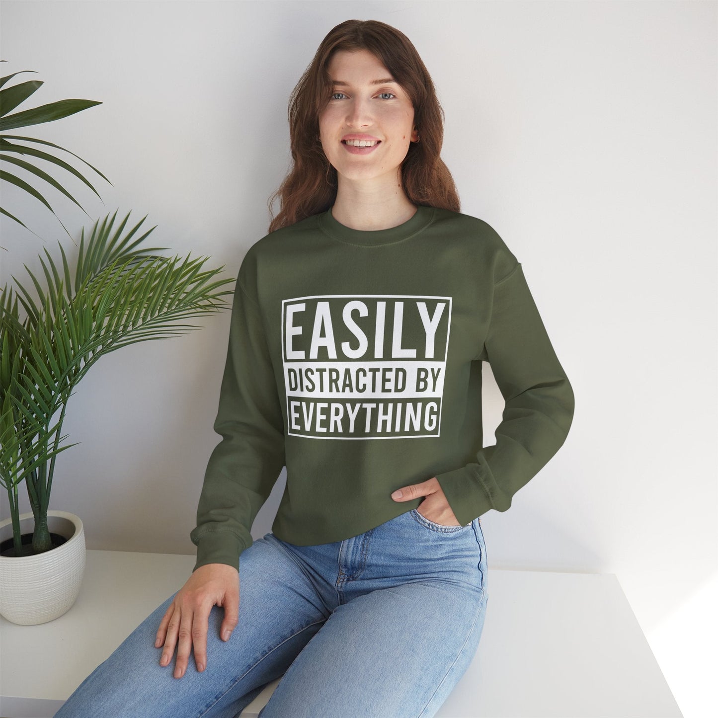 Easily Distracted by Everything Crewneck Printify