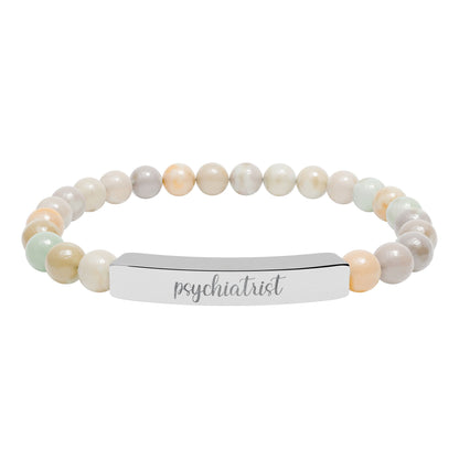 Psychiatrist Natural Stone Engraved Bar Bracelet