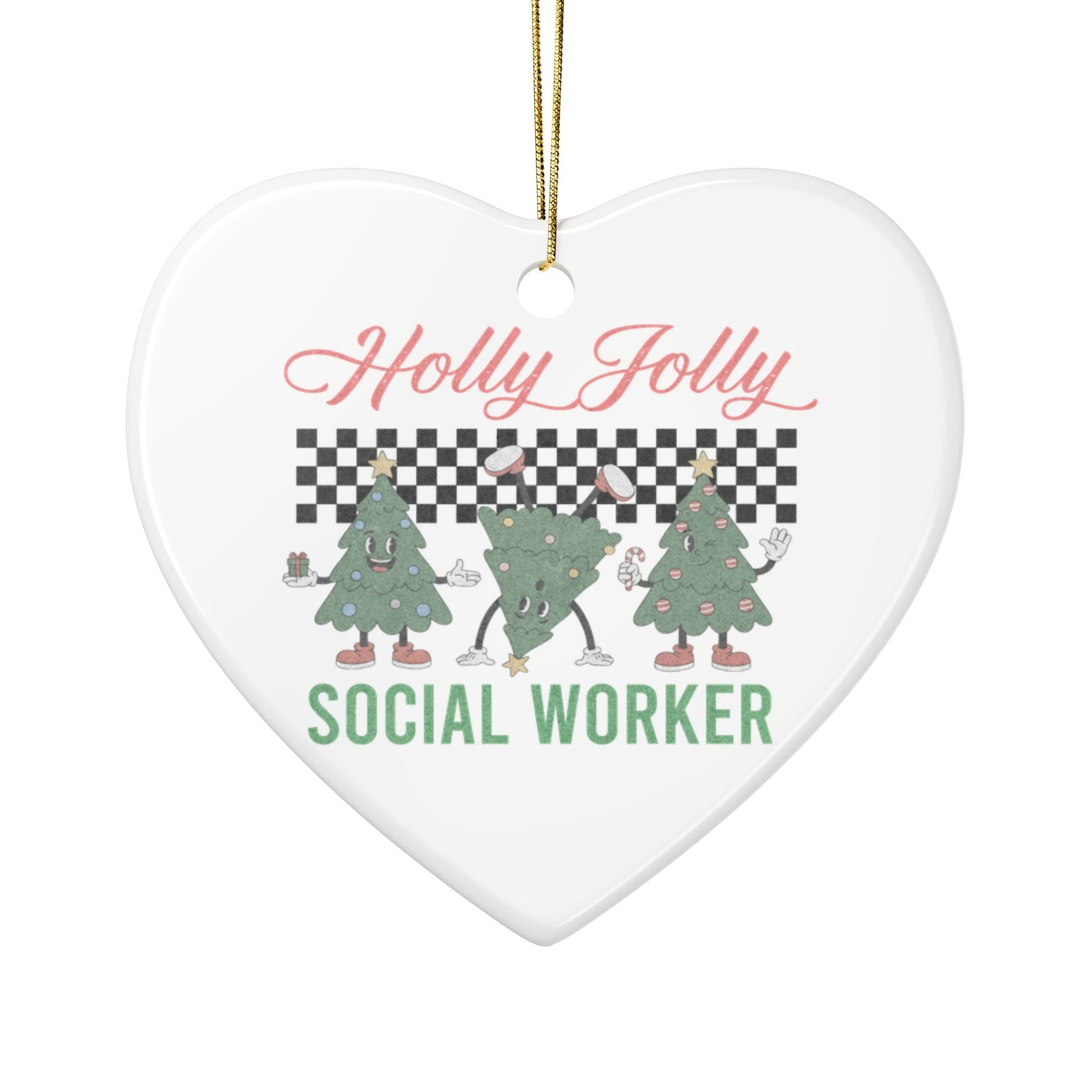 Holly Jolly Social Worker Ceramic Ornament Printify