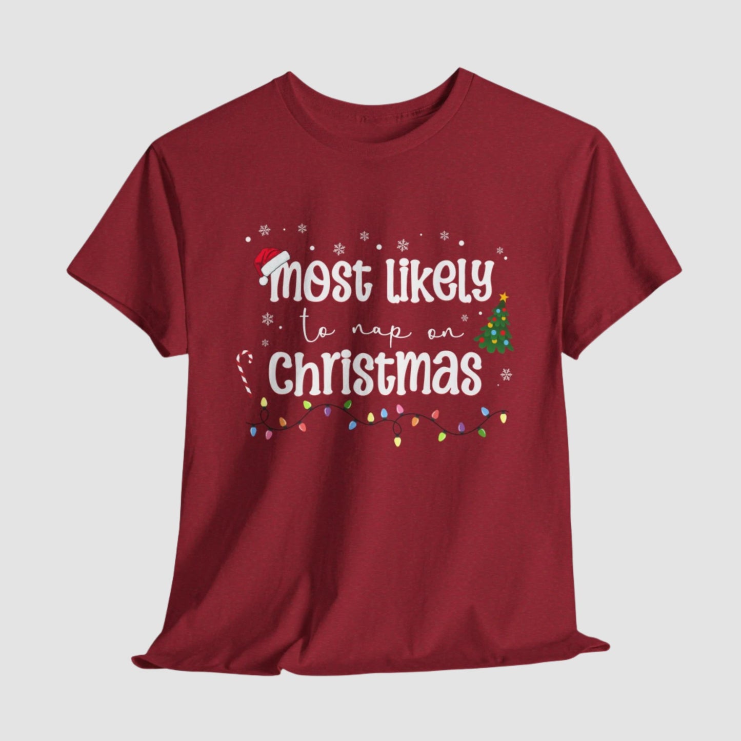 Most Likely To Nap On Christmas Unisex Tee Printify