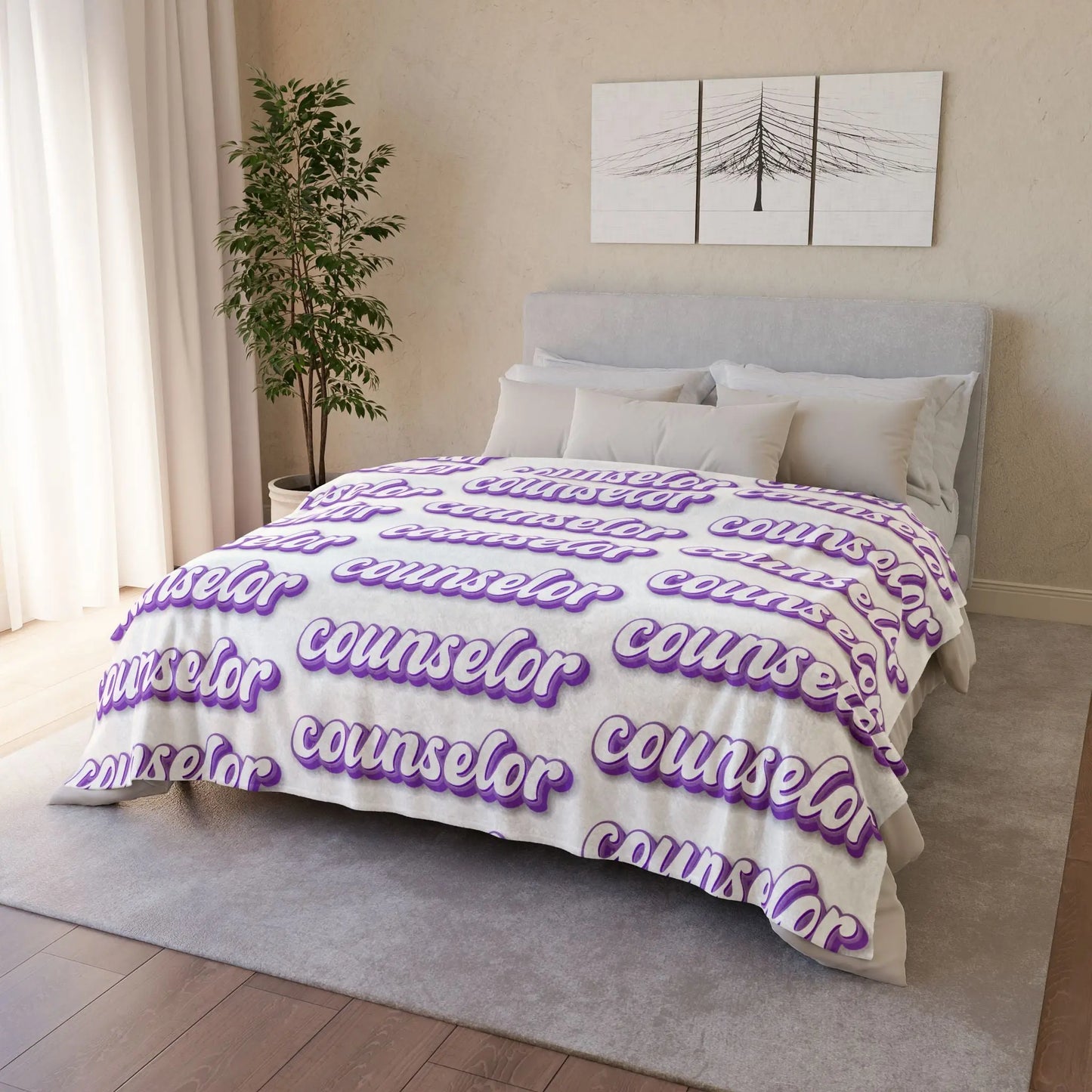 Purple Counselor Soft Polyester Blanket Printify