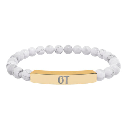 OT Natural Stone Engraved Bar Bracelet