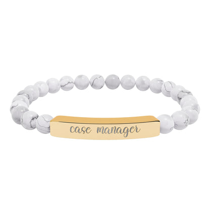Case Manager Natural Stone Engraved Bar Bracelet