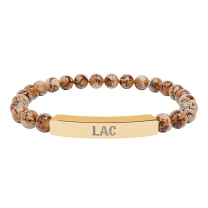 LAC Natural Stone Engraved Bar Bracelet