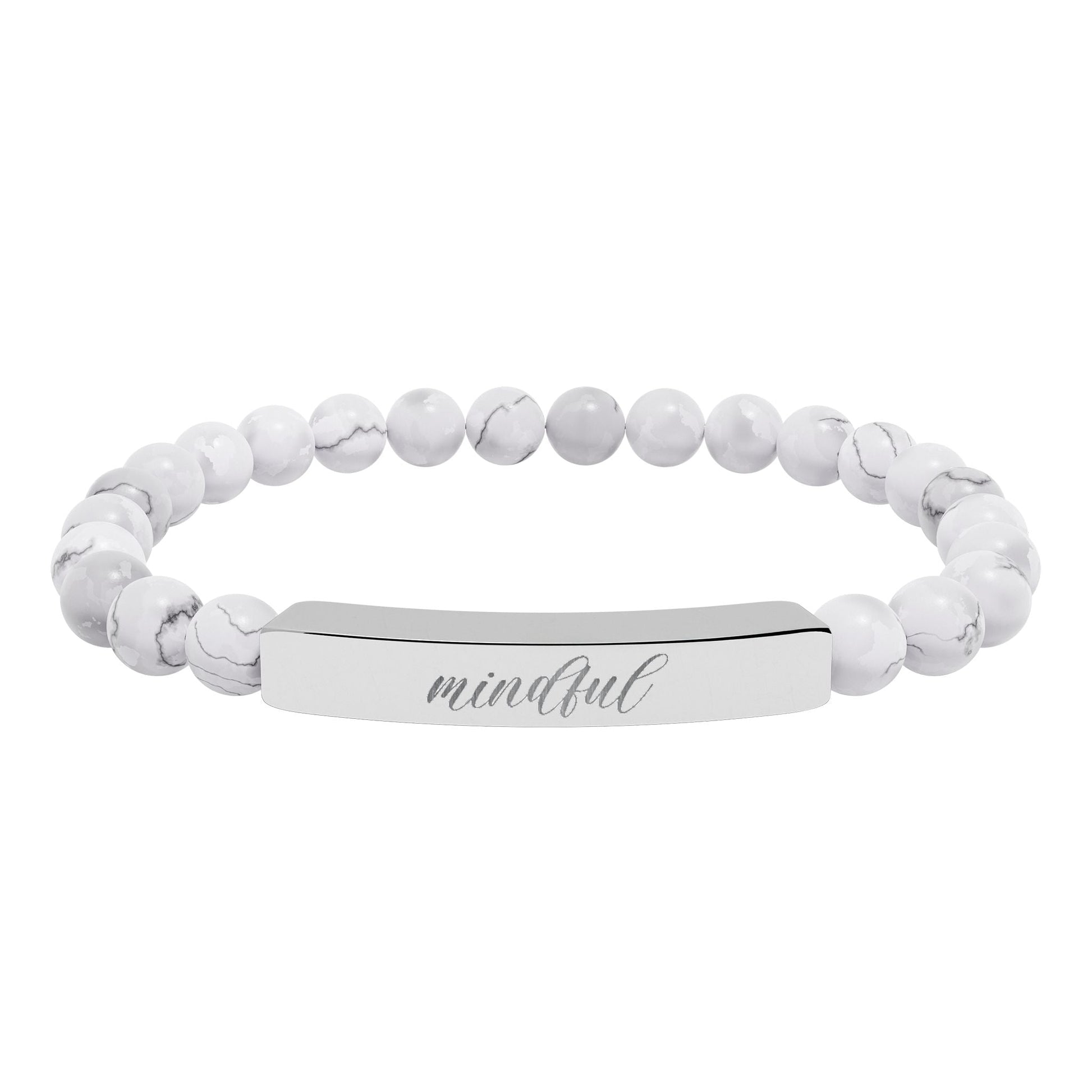 Mindful Natural Stone Engraved Bar Bracelet Printify