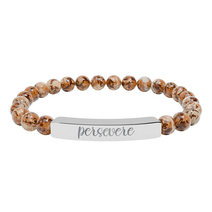 Persevere Natural Stone Engraved Bar Bracelet
