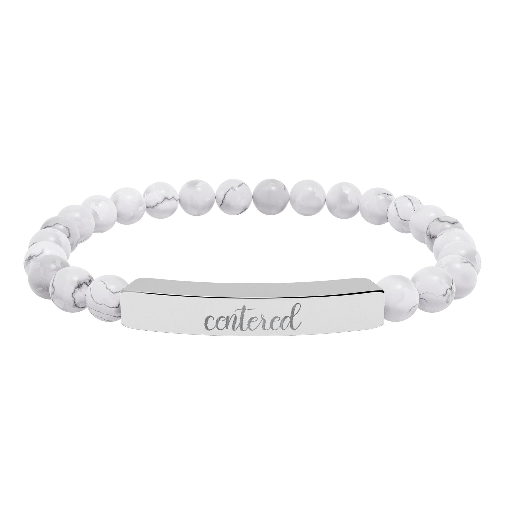 Centered Natural Stone Engraved Bar Bracelet Printify