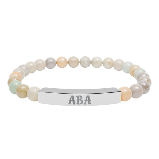 ABA Natural Stone Engraved Bar Bracelet Printify