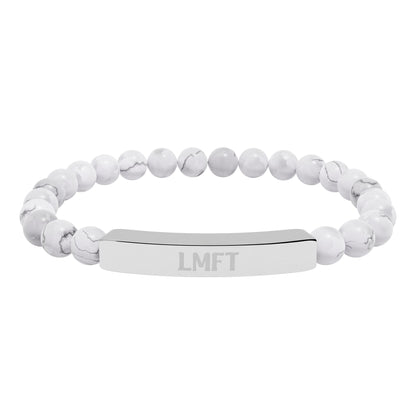 LMFT Natural Stone Engraved Bar Bracelet