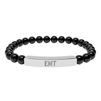 EMT Natural Stone Engraved Bar Bracelet