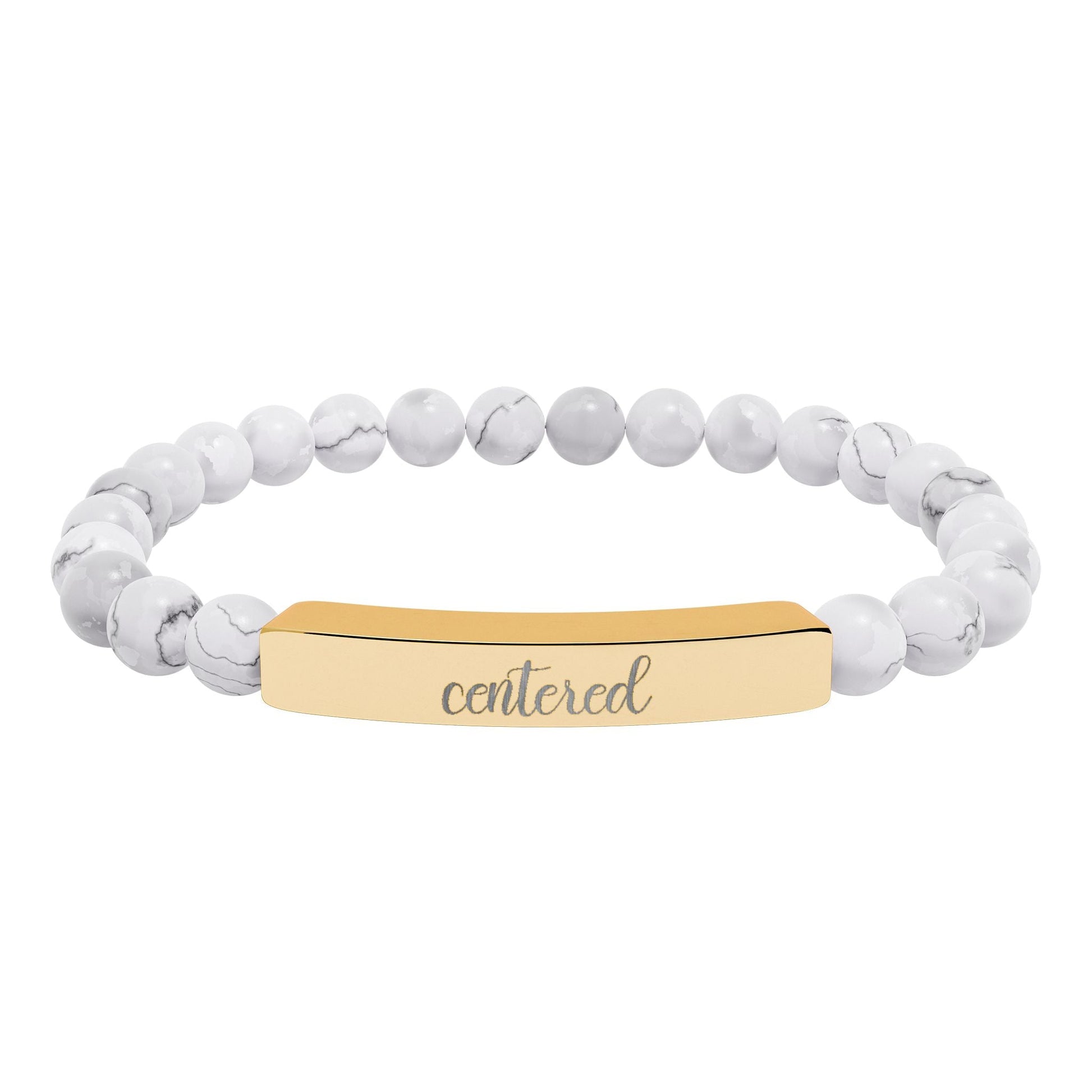 Centered Natural Stone Engraved Bar Bracelet Printify