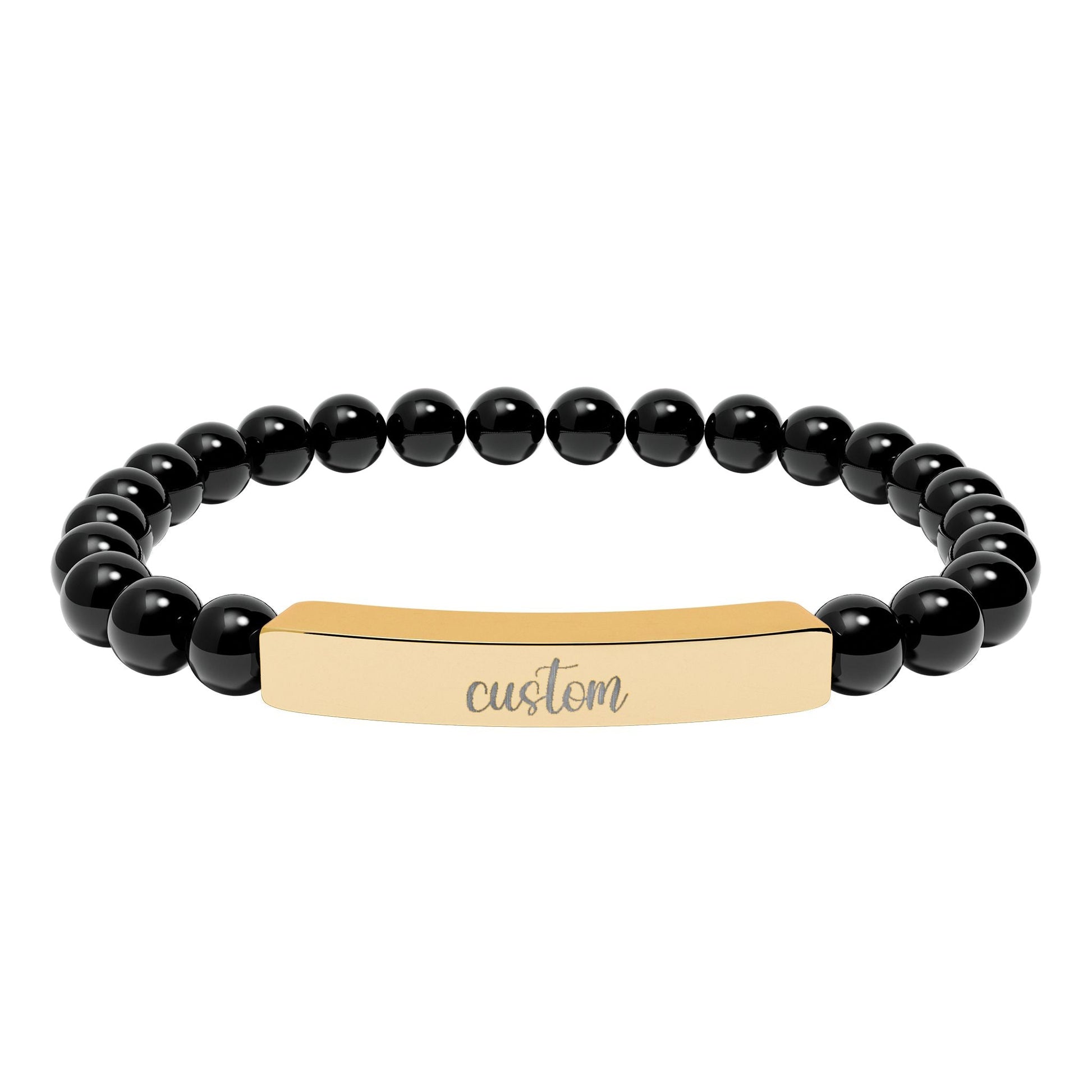 Custom Engraved Natural Stone Bar Bracelet Printify