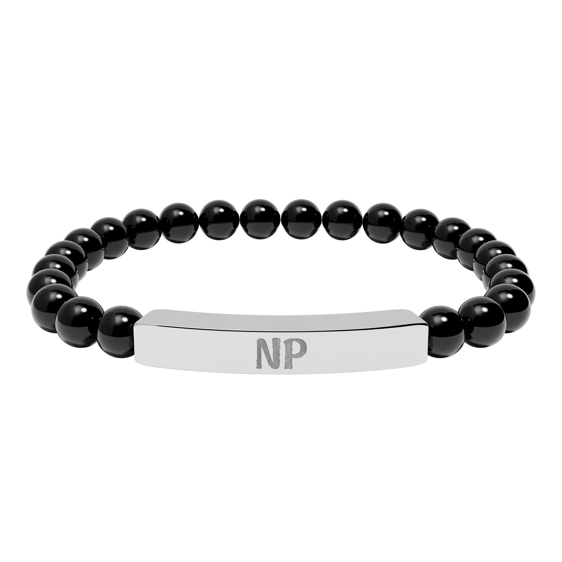 NP Natural Stone Engraved Bar Bracelet Printify