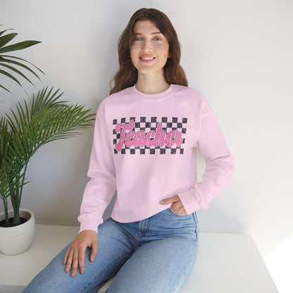 Retro Checkered Teacher Crewneck