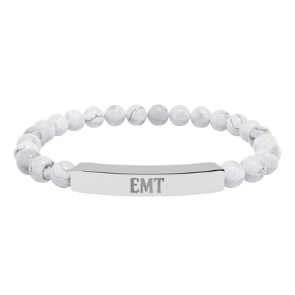 EMT Natural Stone Engraved Bar Bracelet