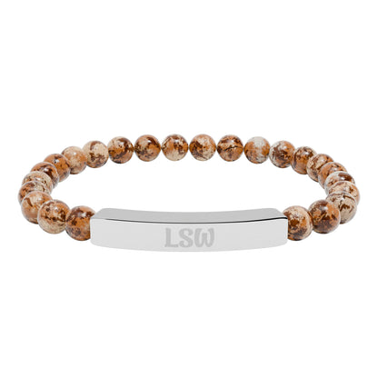 LSW Natural Stone Engraved Bar Bracelet