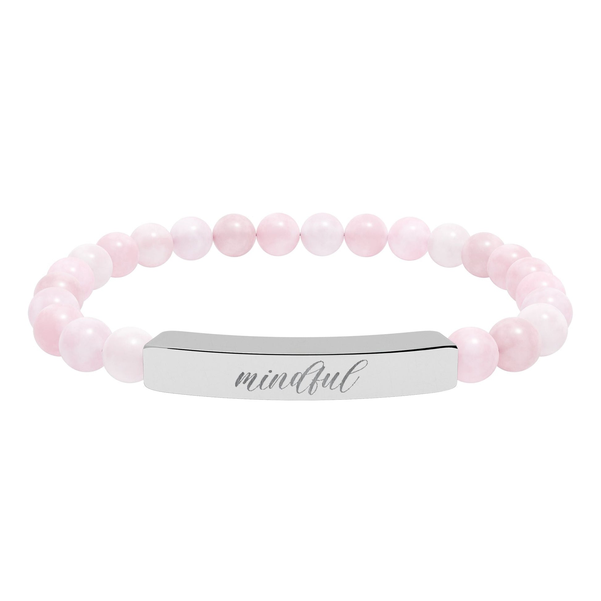 Mindful Natural Stone Engraved Bar Bracelet Printify