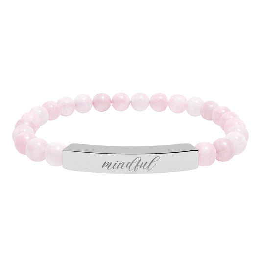 Mindful Natural Stone Engraved Bar Bracelet