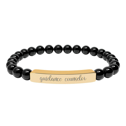 Guidance Counselor Natural Stone Engraved Bar Bracelet