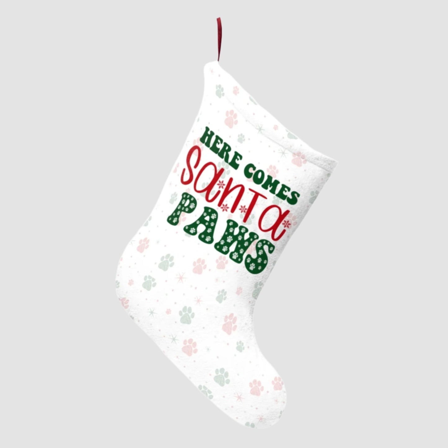 Here Comes Santa Paws Christmas Stocking