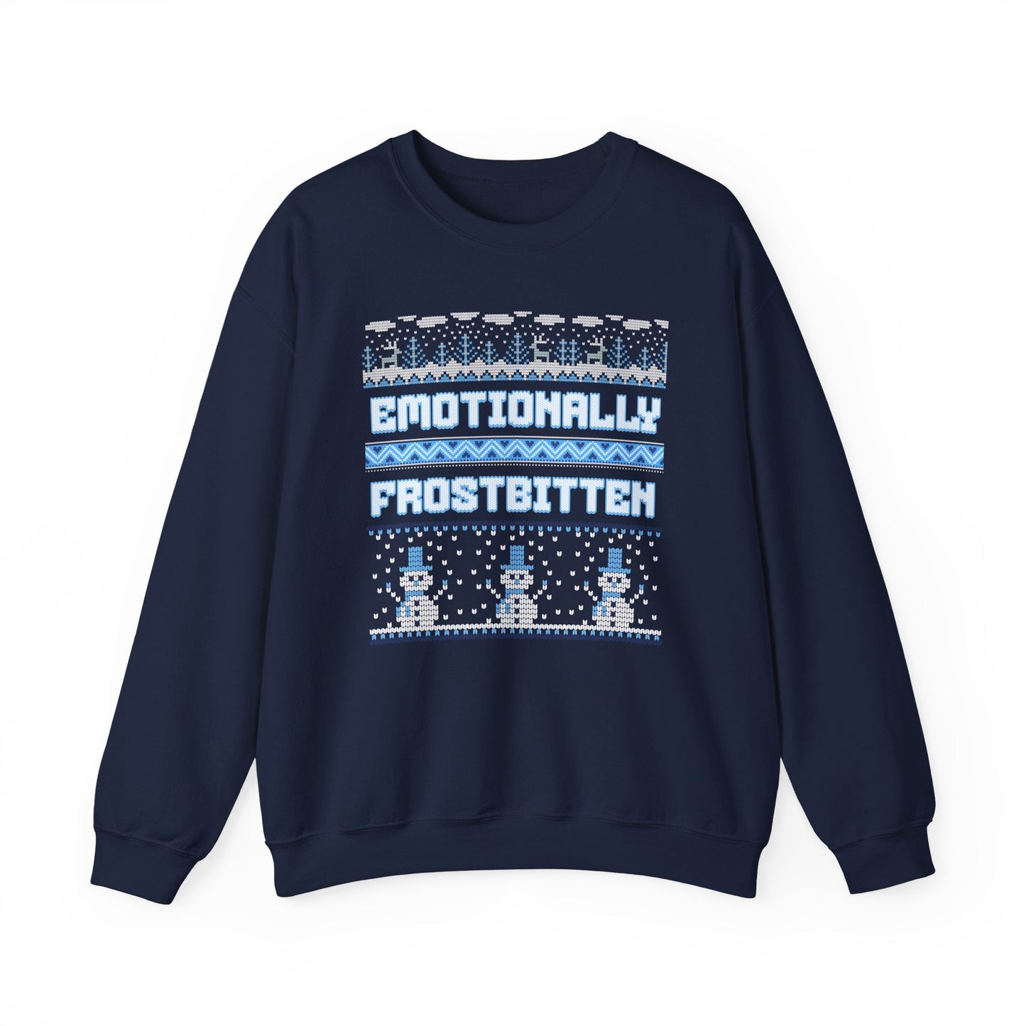 Emotionally Frostbitten Ugly Christmas Crewneck Printify