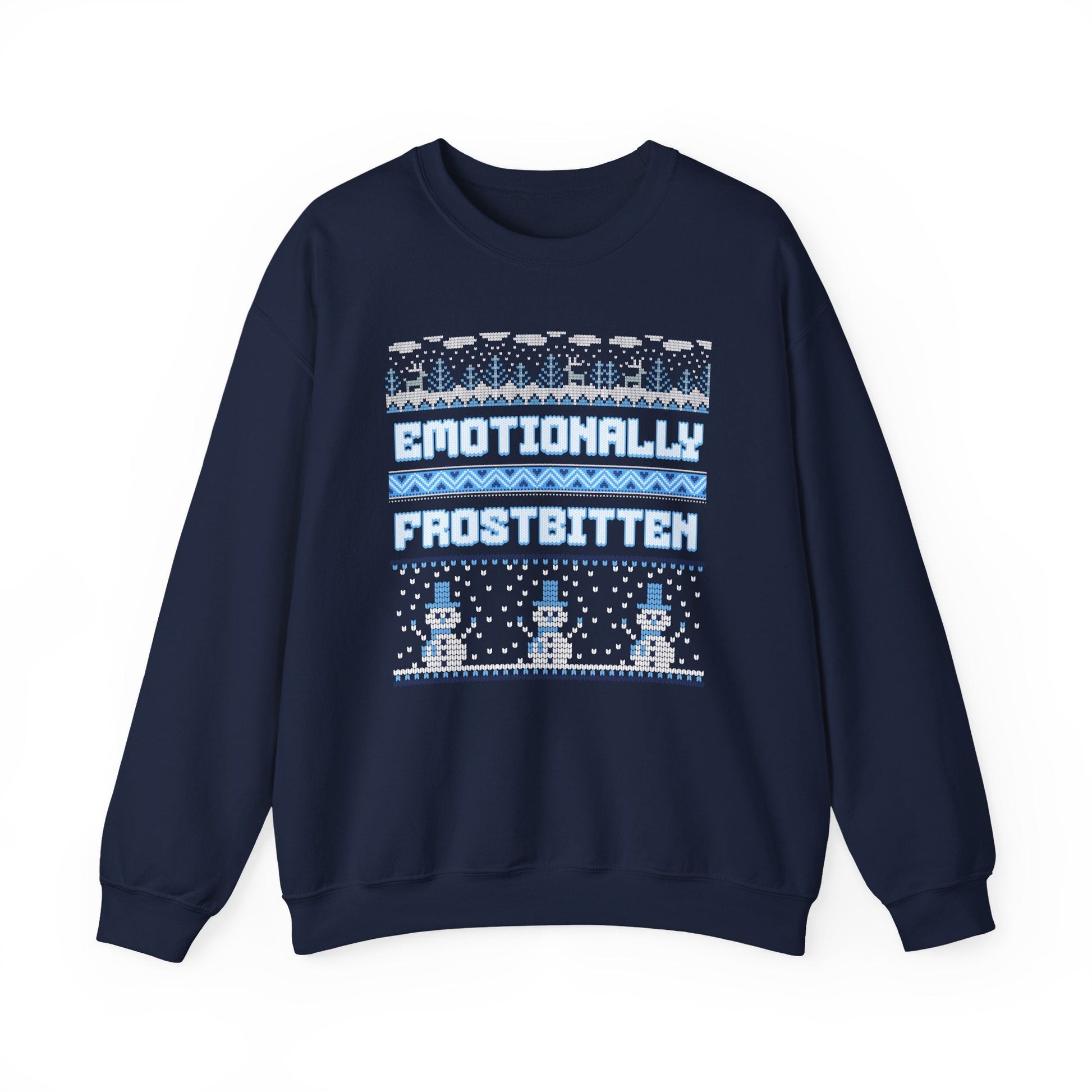 Emotionally Frostbitten Ugly Christmas Crewneck Printify