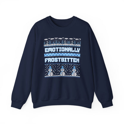 Emotionally Frostbitten Ugly Christmas Crewneck Printify