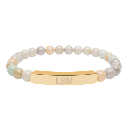 LSW Natural Stone Engraved Bar Bracelet