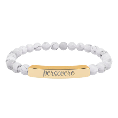 Persevere Natural Stone Engraved Bar Bracelet