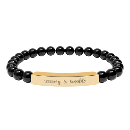 Recovery is Possible Natural Stone Engraved Bar Bracelet