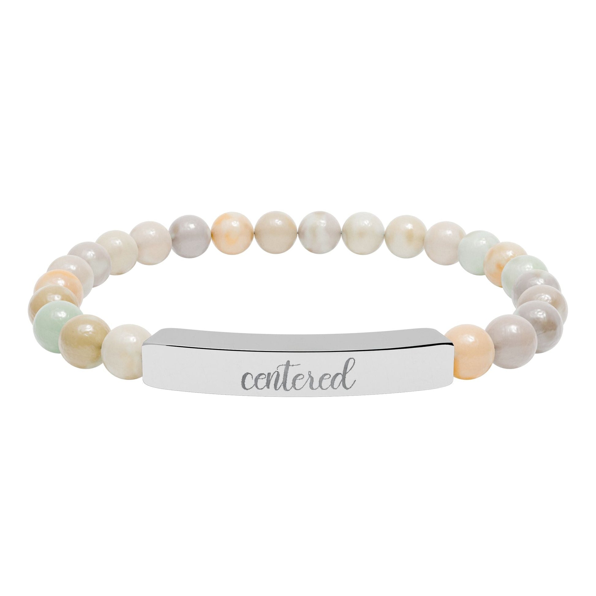 Centered Natural Stone Engraved Bar Bracelet Printify