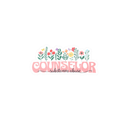 Floral Substance Abuse Counselor Vinyl Decal