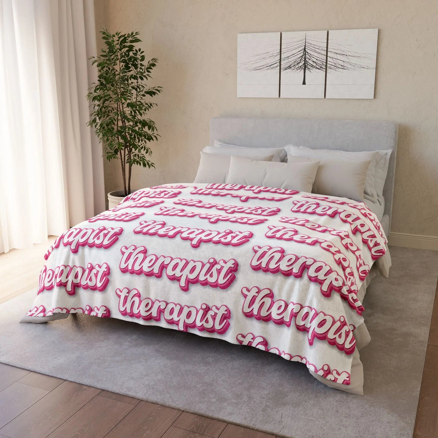 Pink Therapist Soft Polyester Blanket Printify