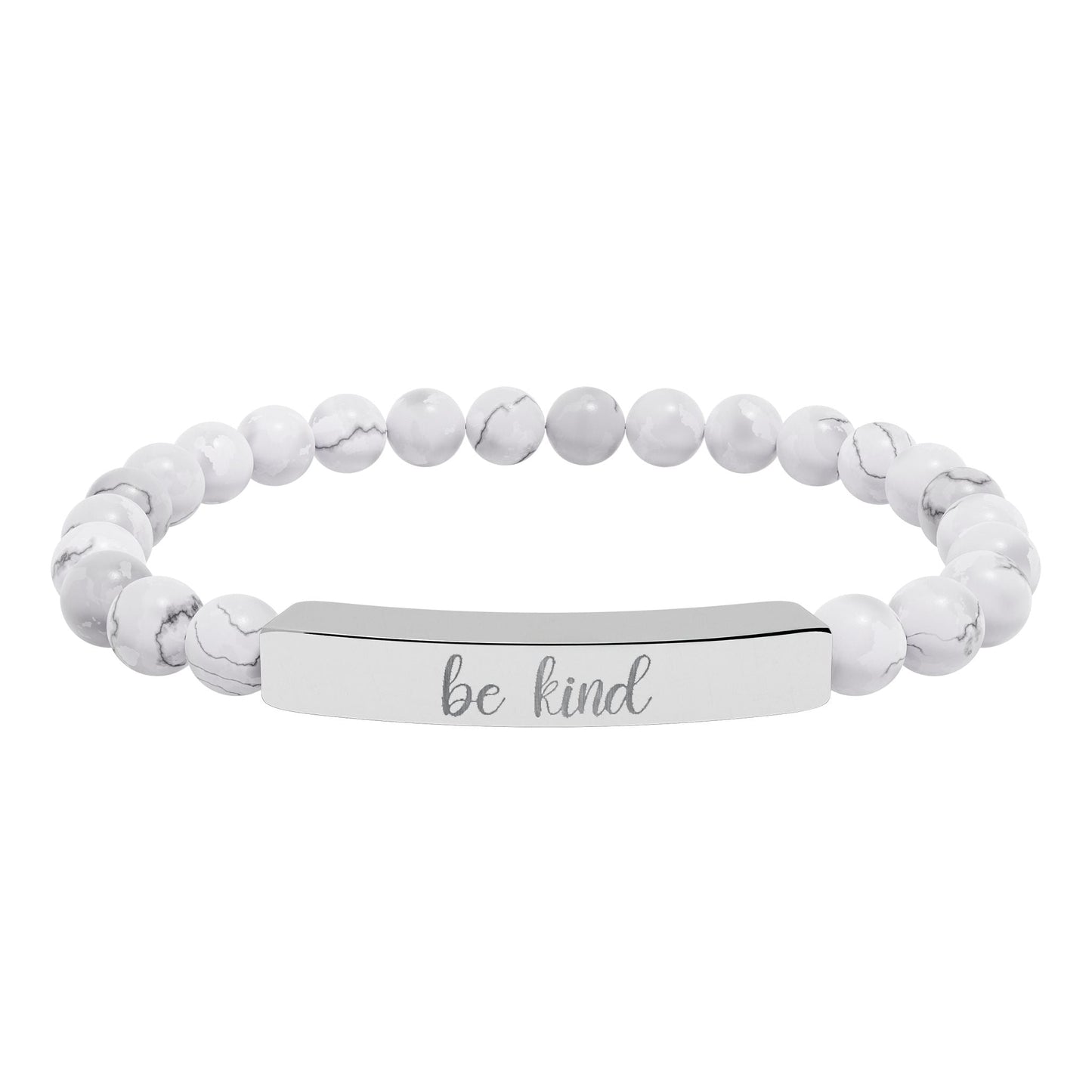 Be Kind Natural Stone Engraved Bar Bracelet Printify